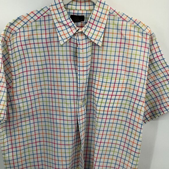 Brooks Brothers 346 XL 100% Linen Short Sleeve Button-Down Shirt Multicolor Plai - Picture 3 of 8